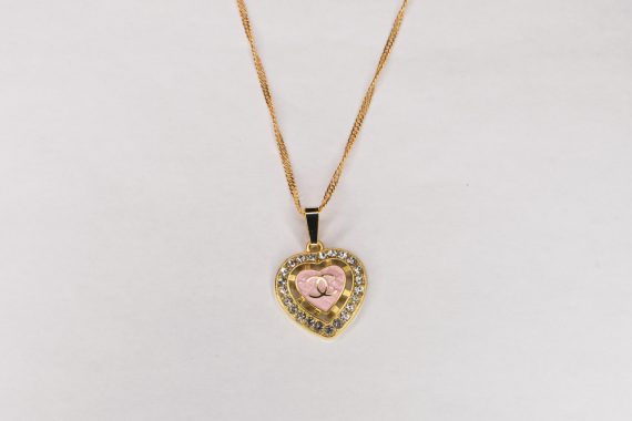 chanel heart necklace gold